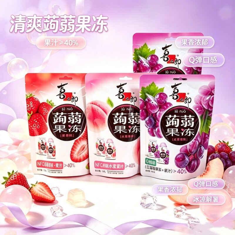喜之郎蒟蒻果汁果冻红葡萄味可吸的魔芋儿童零食小吃乳酸菌荔枝图片