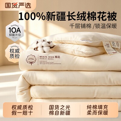 A类新疆长绒棉花被子100%纯棉被芯冬被加厚保暖单人宿舍春秋被褥