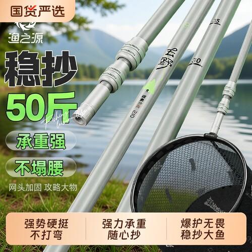 渔之源碳素大物抄网竿套装
