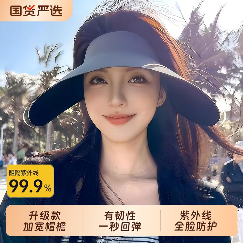 超大超宽防晒帽女2026夏季新款防紫外线空顶蛋卷帽出游大檐遮阳帽