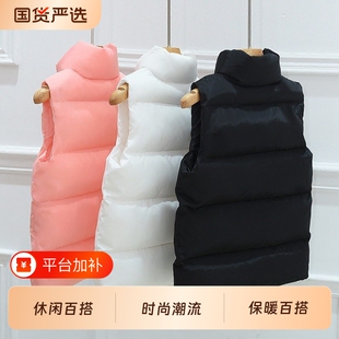 运动马甲女短款2026冬新款羽绒棉服坎肩学生加厚立领马夹跑步加绒