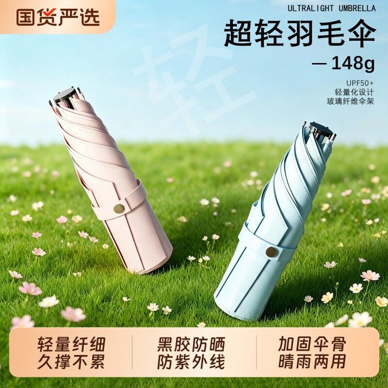 【破损包赔】超轻铅笔黑胶防晒伞图片
