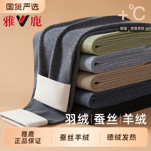 薄款 羊绒蚕丝秋裤 棉毛裤 内穿绒裤 雅鹿男士 冬季 德绒发热无痕保暖裤