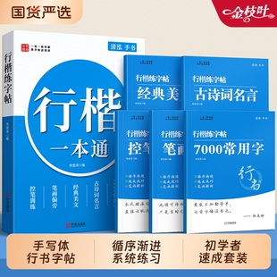 行楷字帖成人练字行书成年速成练字帖连笔字硬笔书法大人静心初学者入门套装 男女生字体漂亮大气重复使用初中生专用高中钢笔练习本
