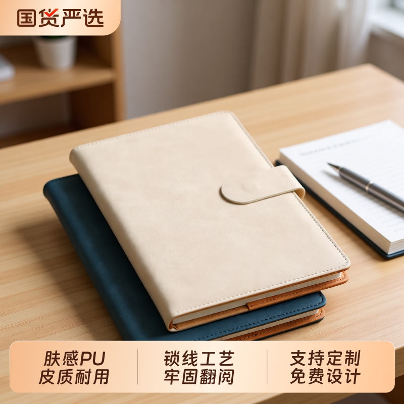 a5笔记本本子日记本加厚简约大学生考研B5记事本简约2025年新款商务办公会议工作记录本高颜值皮面本可印logo