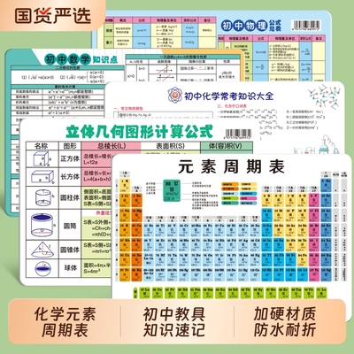 元素周期表初中数理化知识点卡片