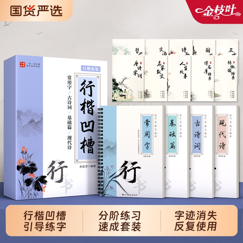 行楷字帖成人练字行书凹槽练字帖成年速成反复使用连笔字硬笔书法男生女生字体漂亮钢笔练字本大学生专用大气初学者高中写字贴正楷