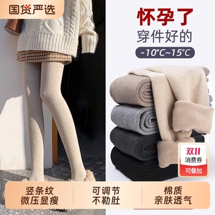托腹连裤 外穿棉质竖条显瘦秋冬加绒保暖大码 袜 袜春秋款 孕妇打底裤