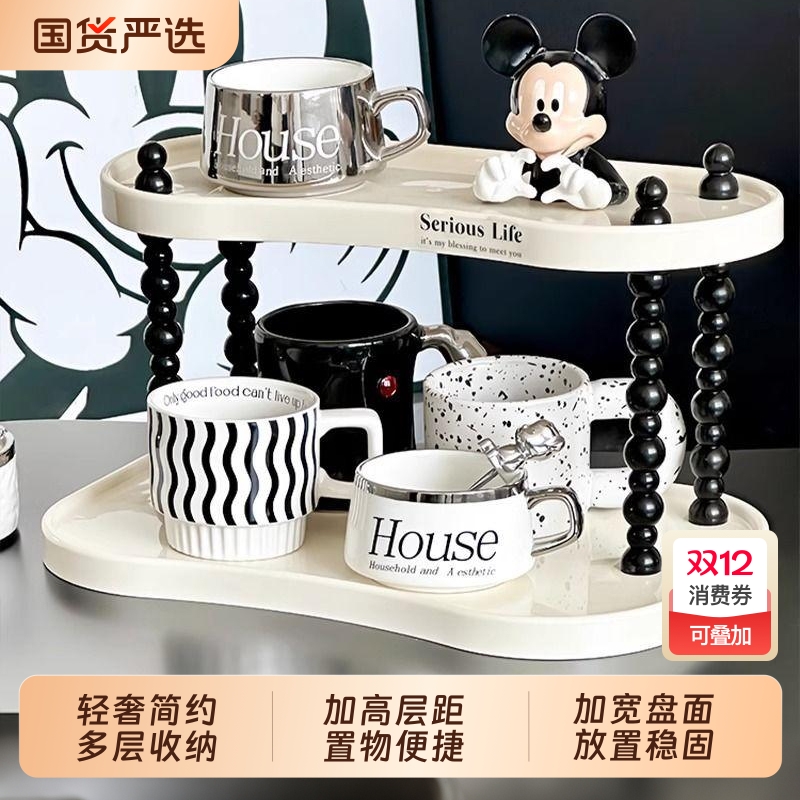 特别好看的杯子收纳置物架高级感轻奢茶杯咖啡杯餐边柜水杯放置架