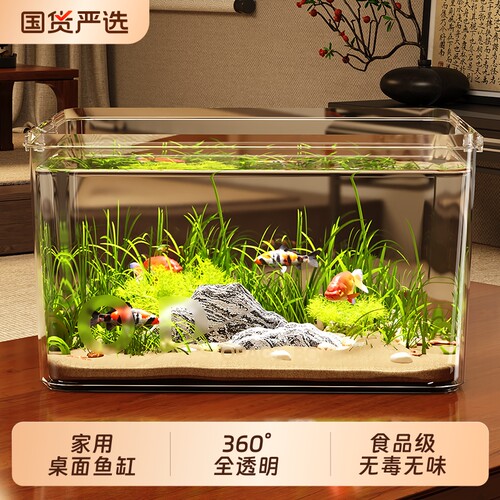 鱼缸2025新款家用客厅小金鱼乌龟饲养缸小型桌面仿玻璃生态造景缸