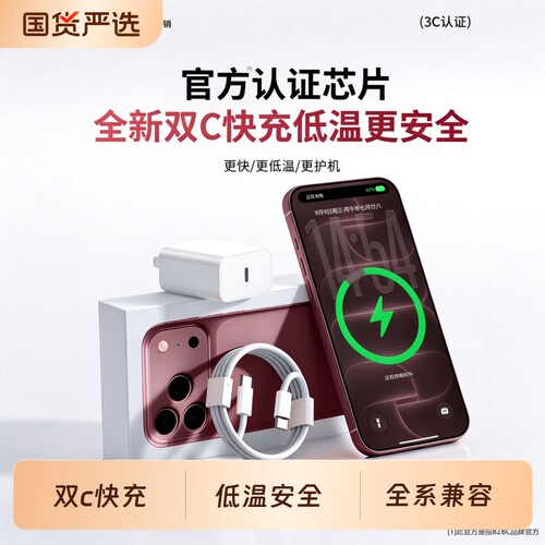 45W/60W快充官方认证适用iphone18ProMax数据线苹果17手机充电器线15PD原装16正品typec车载2头14dou接口超级