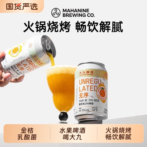 大九酿造无序酸浑浊IPA啤酒330ml*2国产精酿鲜啤易拉罐装水果流体