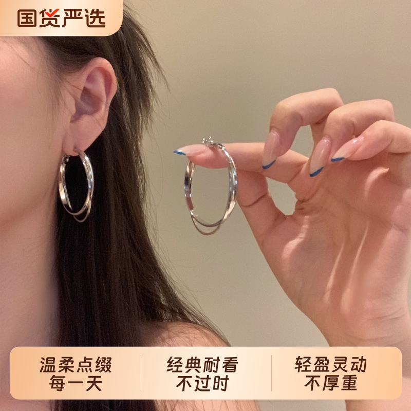 LNIEERS925银针女耳环百搭高级感