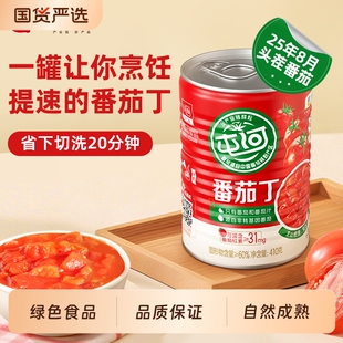 番茄罐头西红柿蕃茄膏新鲜番茄丁390g*6罐无添加剂罐装家用炒菜
