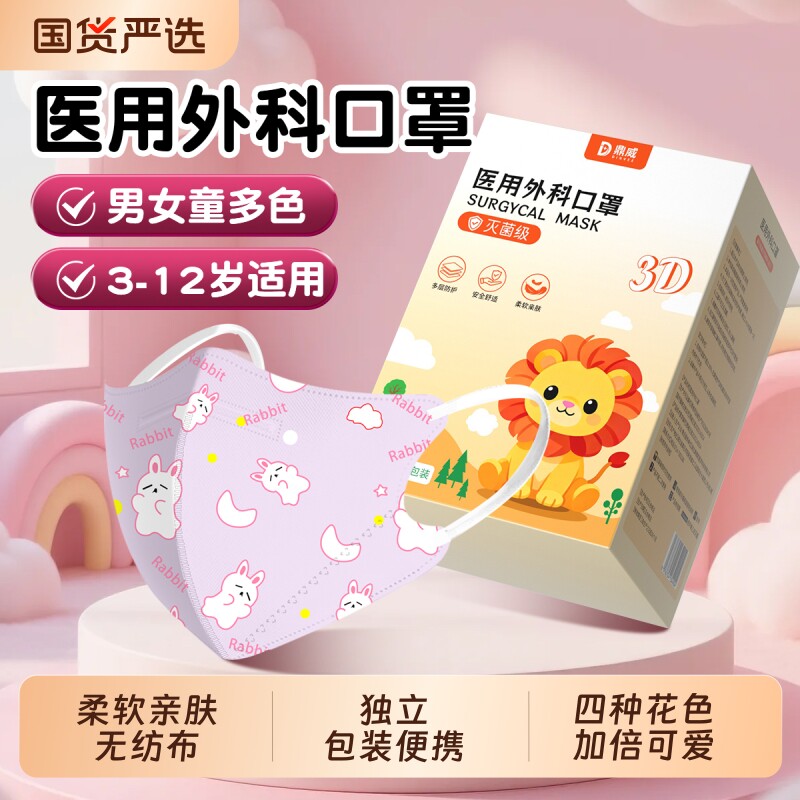 儿童医用外科口罩防流感4到6岁8到12岁防晒专用夏季薄款透气粉尘图片