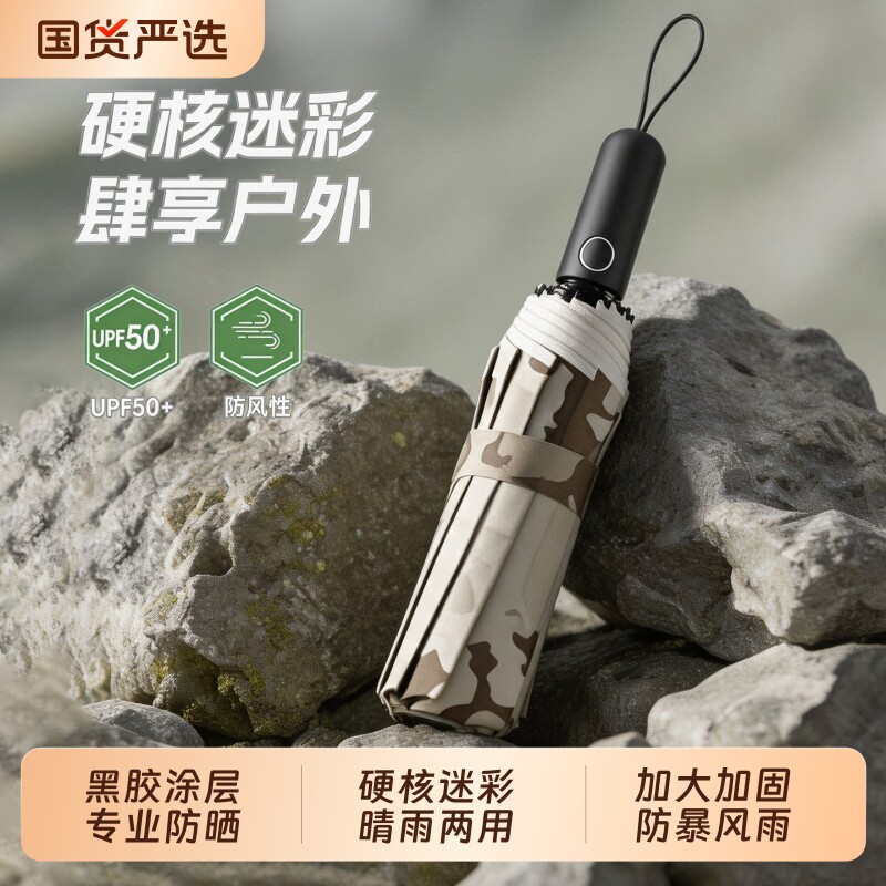 全自动迷彩雨伞加大加厚加固抗风大号男士防晒遮阳晴雨两用战术伞