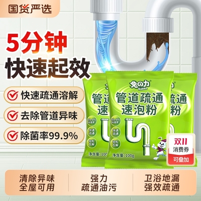 管道疏通剂泡泡粉强力溶解厨房马桶下水道去飞虫溶解剂油污清洁
