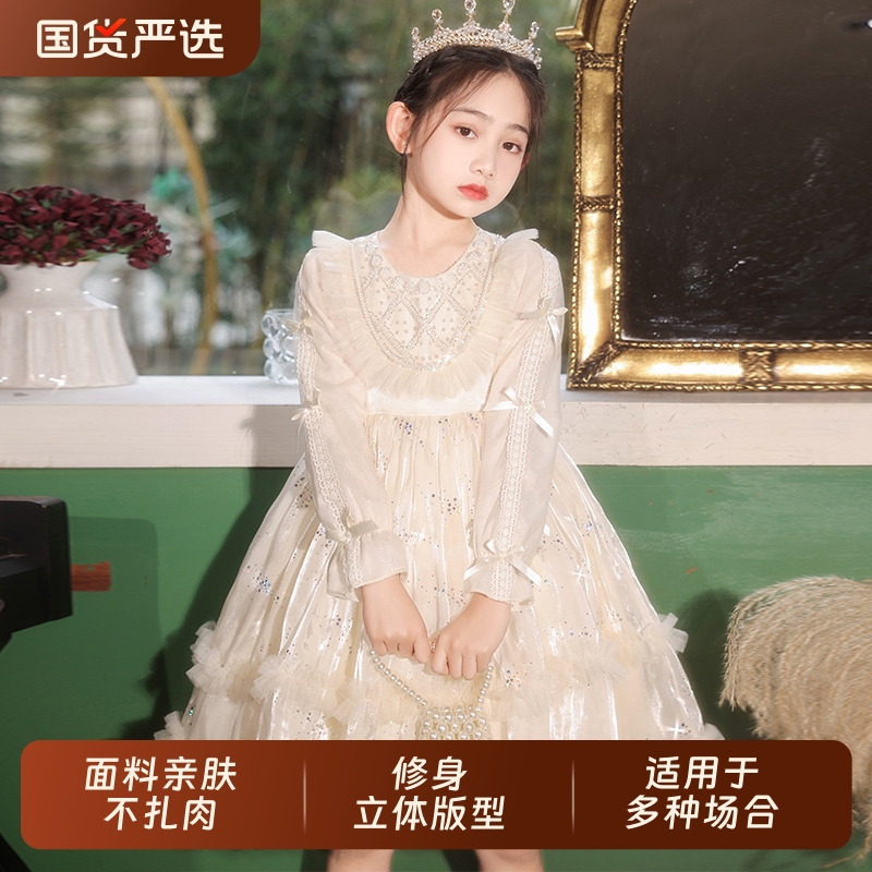 女童秋冬洛丽塔绝美公主裙儿童富家千金花童婚礼礼服日常可穿裙子