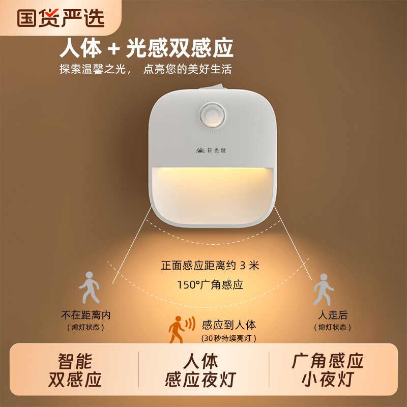 2025走廊人体感应灯夜间自动亮灯家用新款过道智能感应充电小夜灯