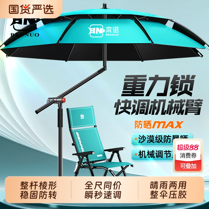 本诺钓鱼伞双锁防转抗暴风雨