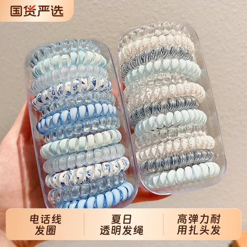 电话线发圈ins风女夏日透明发绳高弹力耐用扎头发橡皮筋头绳头饰
