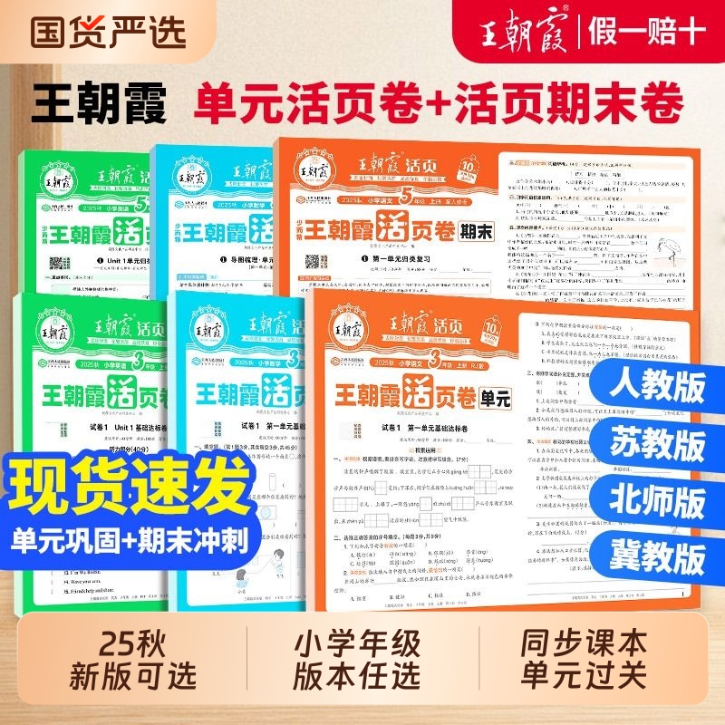 当天发王朝霞2025活页卷1-6年级