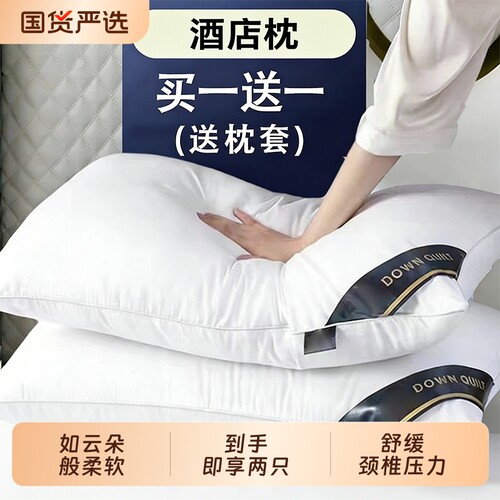 五星级酒店专用枕头芯一对护颈椎助睡眠套装家用枕头套和枕芯一套