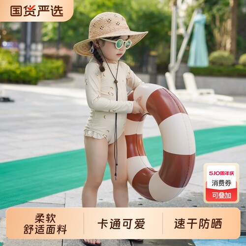 女童泳衣宝宝夏季长袖新款ins洋气防晒速干泳装碎花连体游泳衣