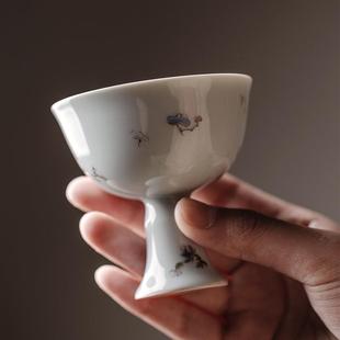 古青小碎花仿宋高足主人杯功夫茶具茶盏品茗杯茶杯彩绘单杯 中式