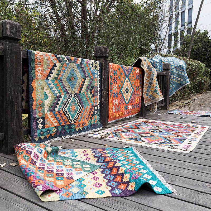 巴基斯坦进口Kilim民族风复古几何北欧现代客厅沙发地毯地垫挂毯,居家布艺,地毯,淘宝优惠券,粉丝福利购,淘宝优惠卷