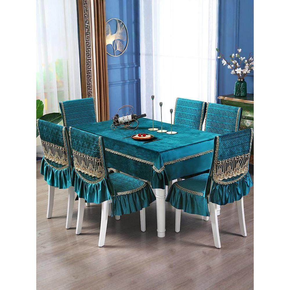 餐桌椅子套罩2024新款餐桌布椅套椅垫套装家用中式凳子套简约现代