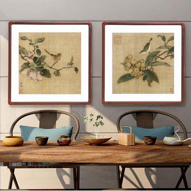 林椿果熟来禽图国画工笔花鸟画斗方形字画中式客厅玄关过道装饰画,家居饰品,国画,淘宝优惠券,粉丝福利购,淘宝优惠卷