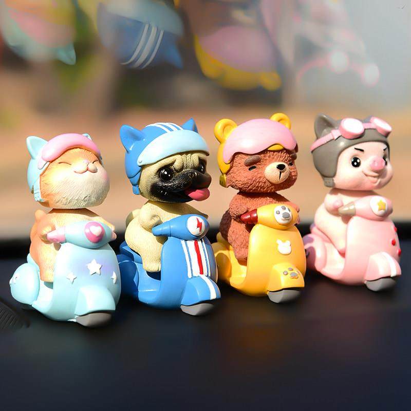 创意网红摇头萌宠骑摩托桌面汽车载摆件蛋糕装饰可爱小动物礼品,家居饰品,装饰摆件,淘宝优惠券,粉丝福利购,淘宝优惠卷