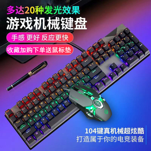 办公打字USB接家 双飞蛇真机械青轴键盘有线游戏电竞电脑笔记台式