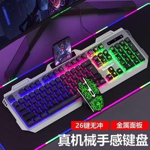 有线电竞游戏专用键鼠电脑台式 双飞蛇机械手感键盘鼠标套装 USB外