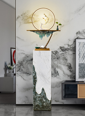 大型轻奢简约现代落地摆设酒店大堂售楼处迎客松流水招财客厅摆件