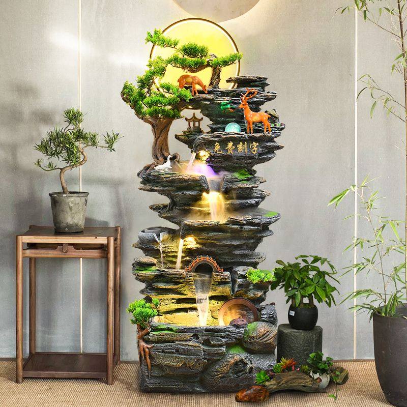 大型落地假山流水喷泉客厅办公室风水轮生财装饰高山循环水景摆件,家居饰品,流水摆件,淘宝优惠券,粉丝福利购,淘宝优惠卷