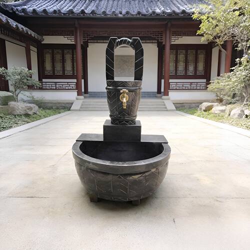 石雕洗手盆室外庭院家用别墅洗手池户外拖把天然洗手台大理石摆件