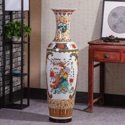 景德镇陶瓷花瓶器大花瓶落地客厅装饰品电视柜摆件仿古玄关中国风