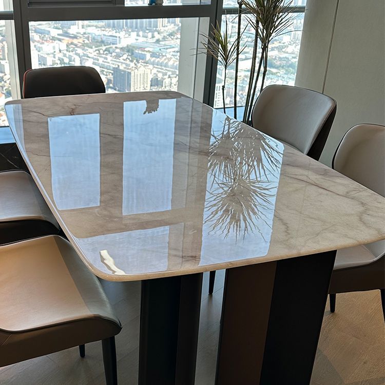 轻奢北欧风简易可升降可折叠长方形天然彩晶石岩板餐桌