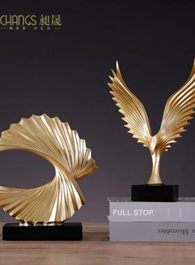 大鹏展翅金色雄鹰办公室桌酒柜装饰工艺品开业礼物装饰品客厅摆件