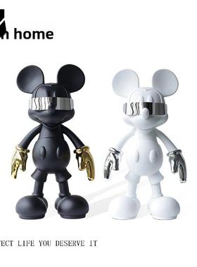 网红潮玩朋克米奇客厅摆件创意玄关装饰品样板间轻奢公仔家居好物