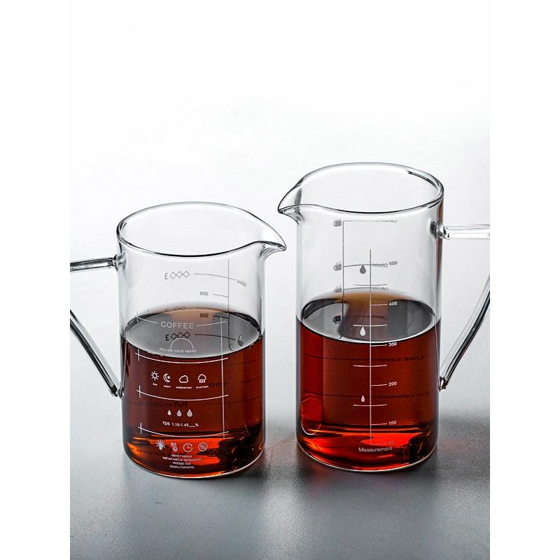 耐热玻璃咖啡壶高硼硅分享壶带刻度滴滤式手冲器具刻度量杯500ml