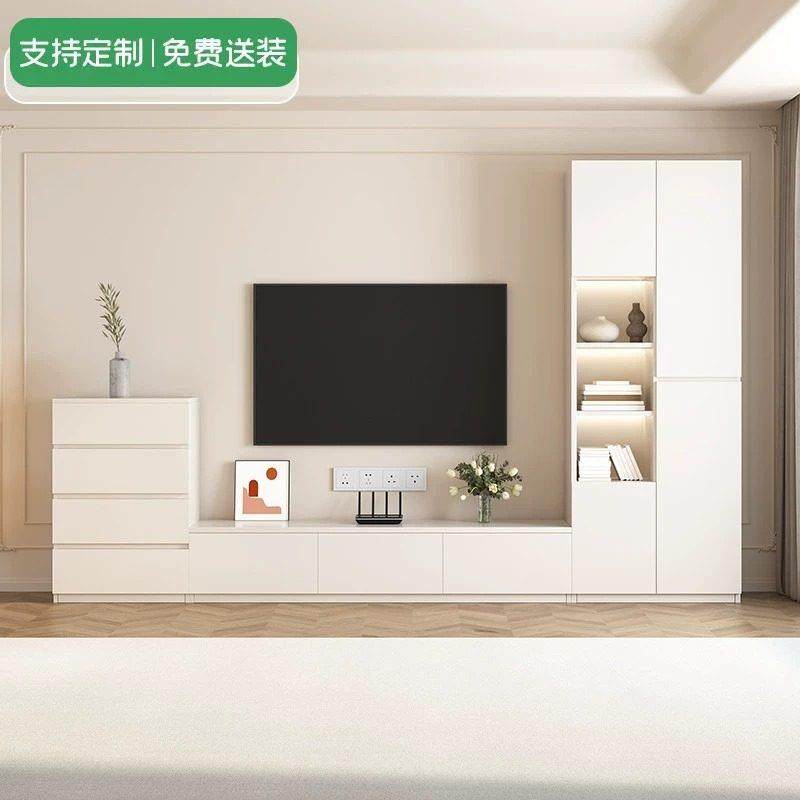 收纳储物柜一体现代简约客厅家用小户型茶几电视柜实木落地组合柜,住宅家具,电视柜,淘宝优惠券,粉丝福利购,淘宝优惠卷