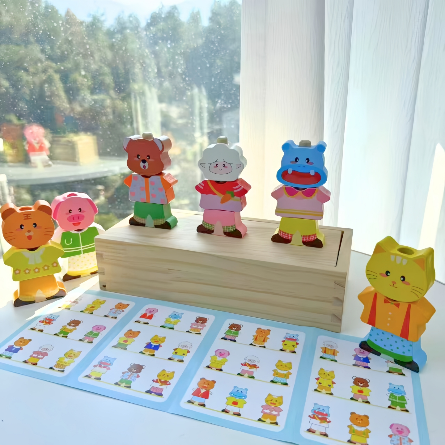 木盒款动物换装拼搭积木72种造型