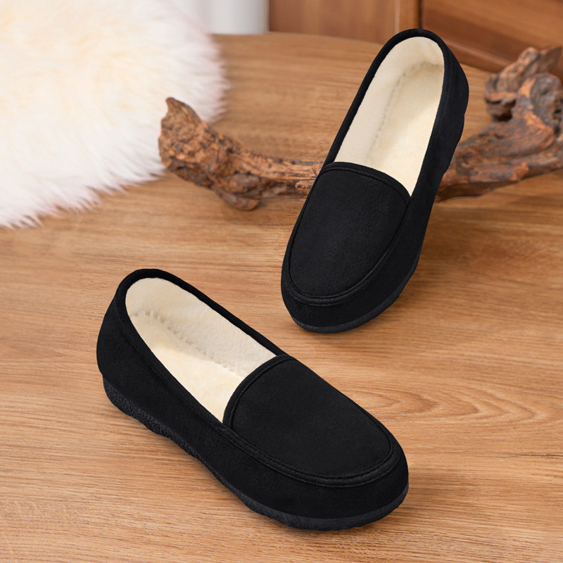 老北京布鞋女秋冬加绒保暖2025新款防滑豆豆鞋一脚蹬黑色工作棉鞋,女鞋,传统布鞋,淘宝优惠券,粉丝福利购,淘宝优惠卷