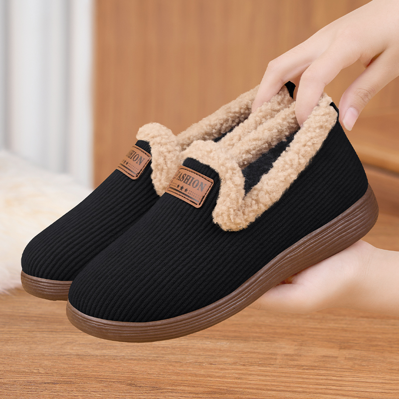 棉鞋女冬加绒新款中老年毛毛鞋