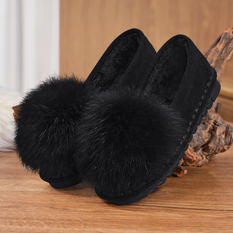 豆豆棉鞋新款防滑毛毛鞋