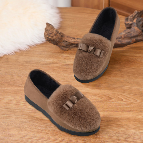 毛毛鞋女外穿保暖软底妈妈棉鞋