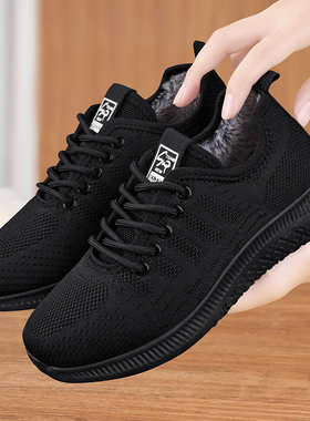 棉鞋女冬季加绒保暖中老年二棉老北京布鞋新款运动健步平底妈妈鞋